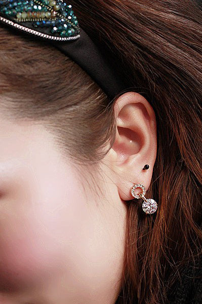 Exquisite Zircon/Platinum Plated Ladies' Earrings