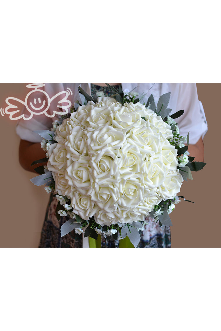 Round Artificial Silk Bridal Bouquets