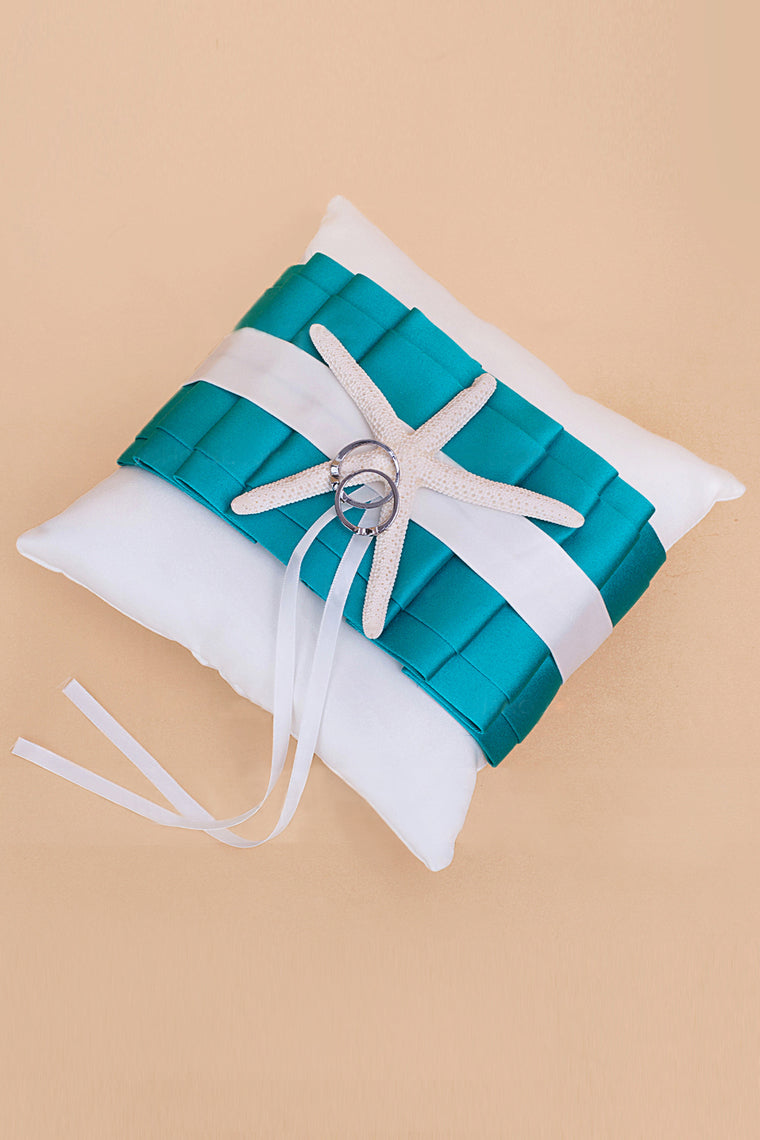 Beach Themed Ring Pillow With Starfish