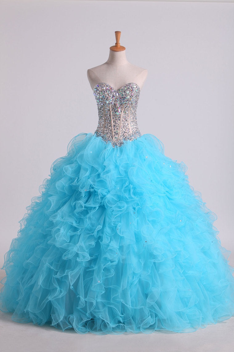 2024 Beaded Bodice Sweetheart Balll Gown Quinceanera Dresses Floor Length