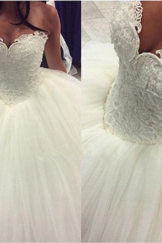 2024 New Arrival Sweetheart Wedding Dresses Tulle Ball Gown Lace Up