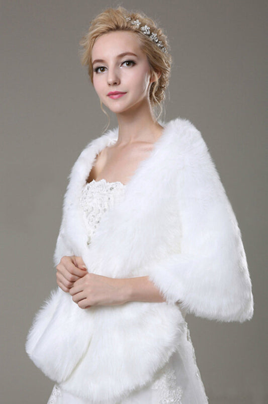 Concise Faux Fur Wedding Wrap