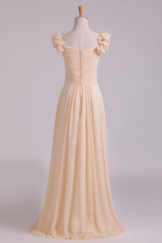 2024 Off The Shoulder Bridesmaid Dresses A-Line Chiffon With Ruffles