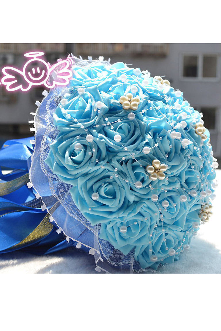 Graceful Round Foam Bridal Bouquets With Pearls