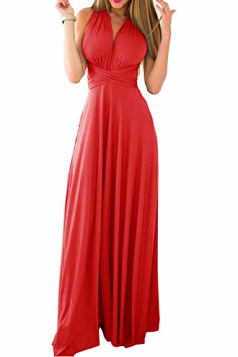 Sexy Variety-Style Elegant V-Neck Pleated Pleated Evening Sleeveless  Back Cross Bridesmaid  Dresses