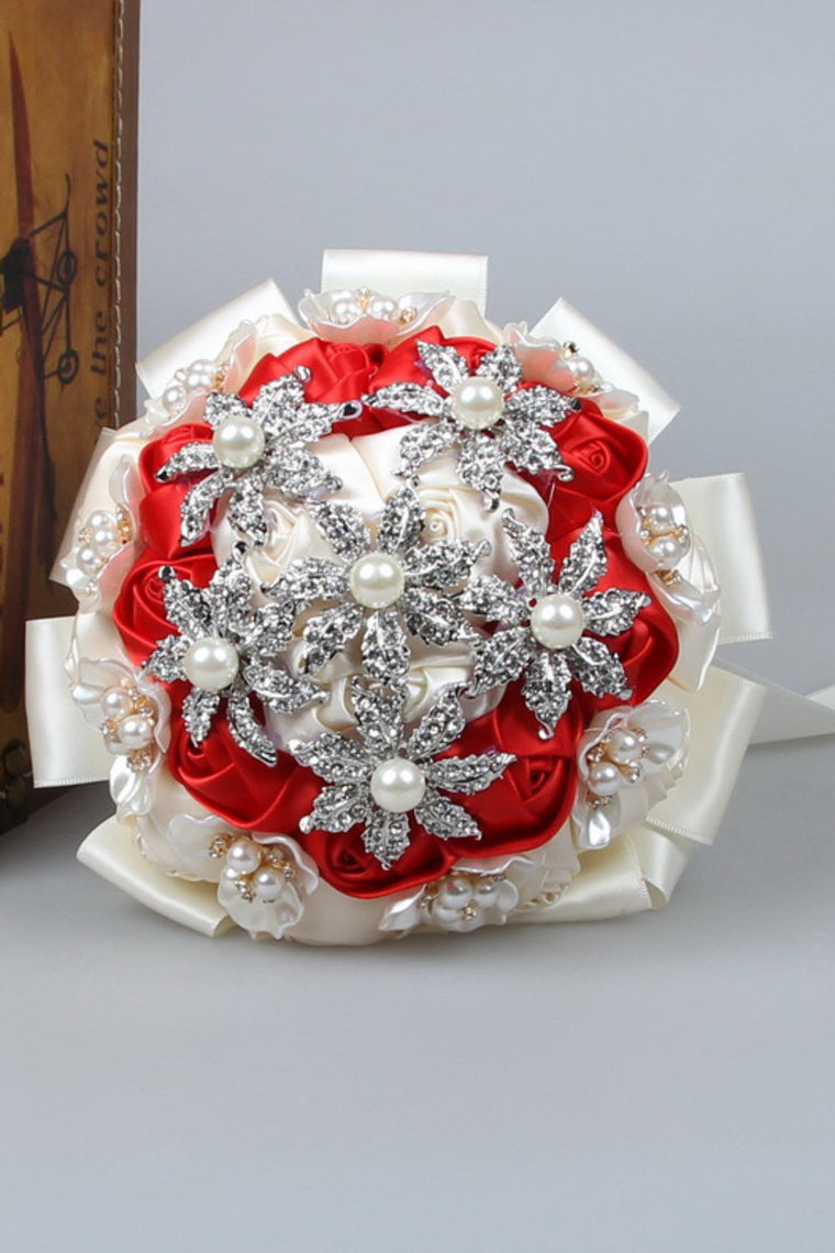 Round Satin/Ribbon/Pearl Bridal Bouquets