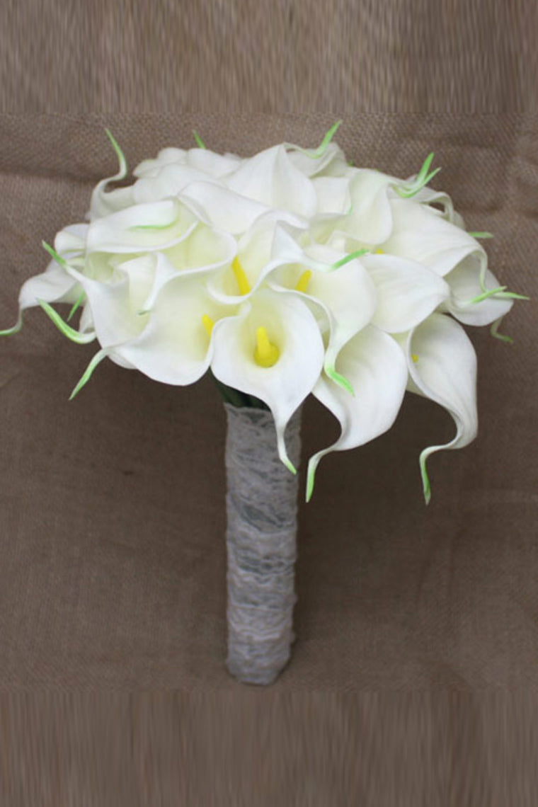 Wedding Bouquet Romantic Callas Holding Flowers And Brooch Pure Handmade (31*24cm)