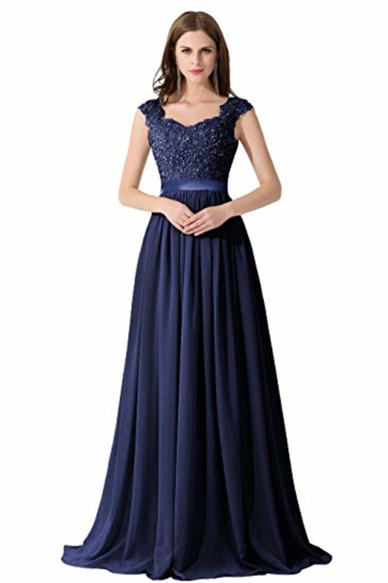 Elegant A Line Wedding Bridesmaid Chiffon Elegant Long Evening Dress