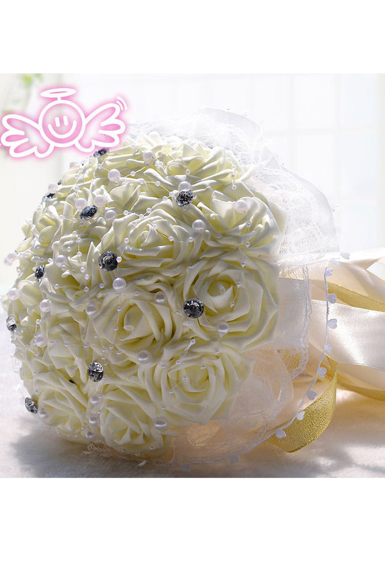 Pretty Round Bridal Bouquets With Pearls