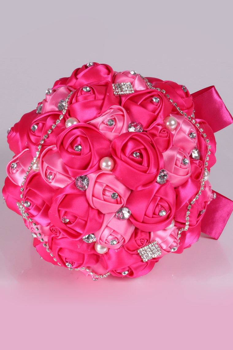 Pretty Round Satin/Pearl/Rhinestone Bridal Bouquets