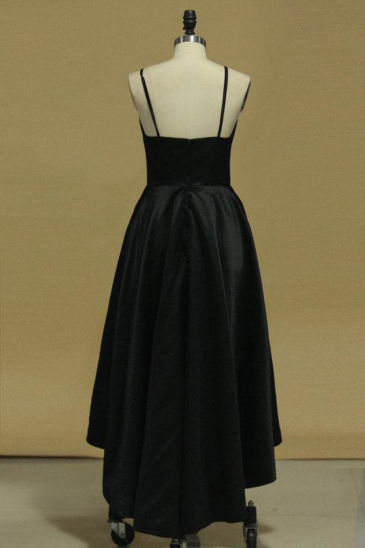 2024 New Arrival Asymmetrical Evening Dresses Sheath Spaghetti Straps Black