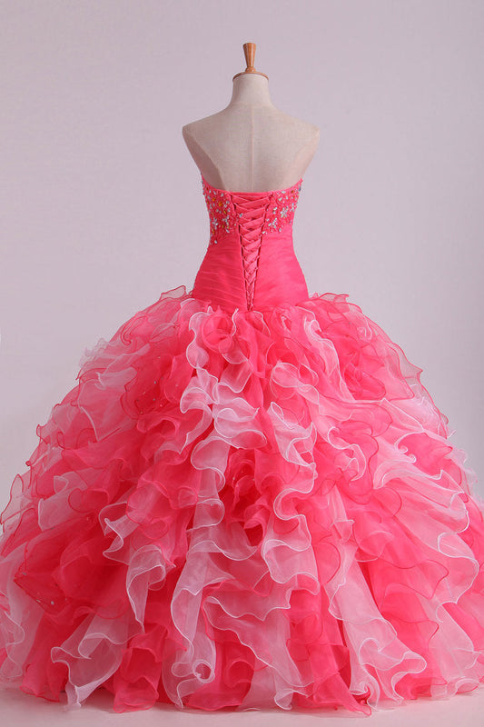 2024 Bicolor Ball Gown Quinceanera Dresses Sweetheart Pleated Bodice With Beads And Applique