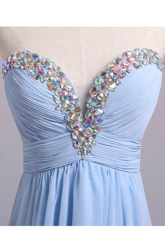 2024 Prom Dresses A Line Short/Mini Sweetheart Chiffon With Rhinestone