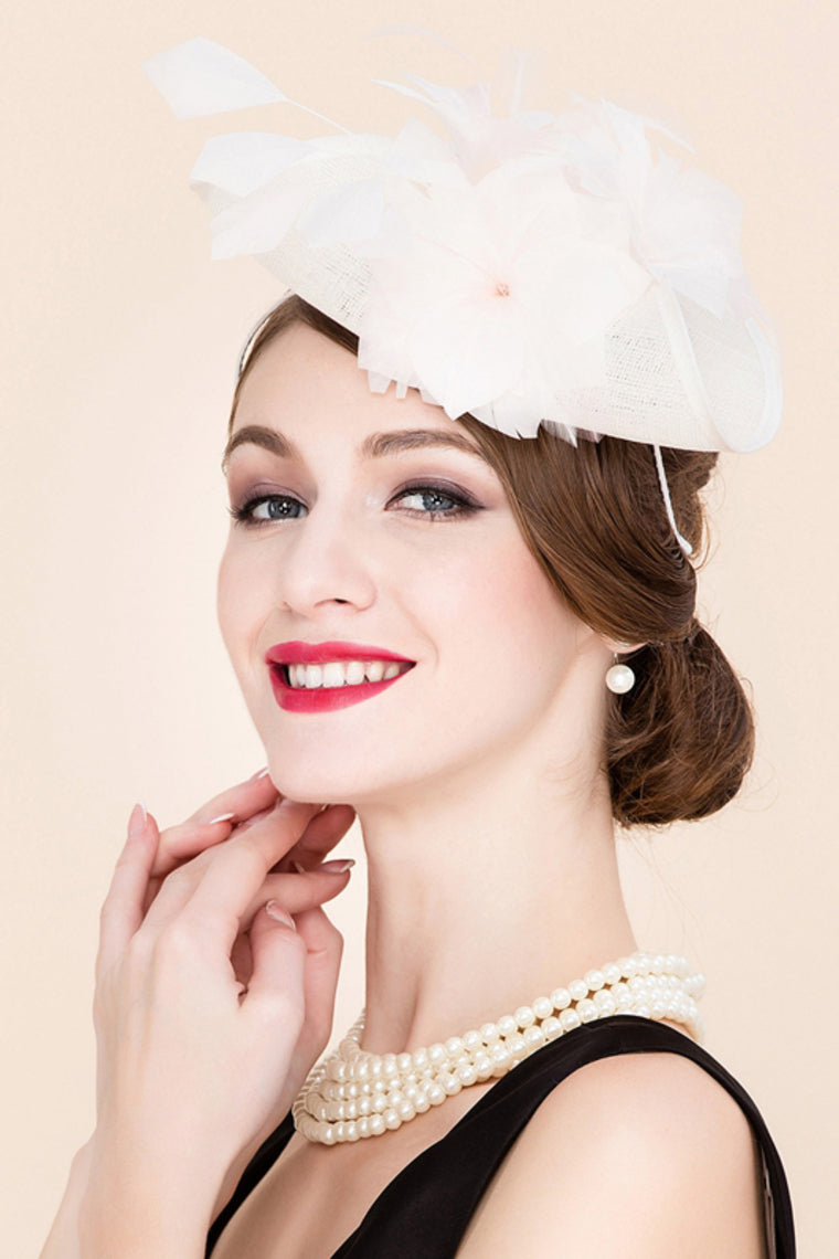 Ladies' Beautiful Cambric With Feather Fascinators