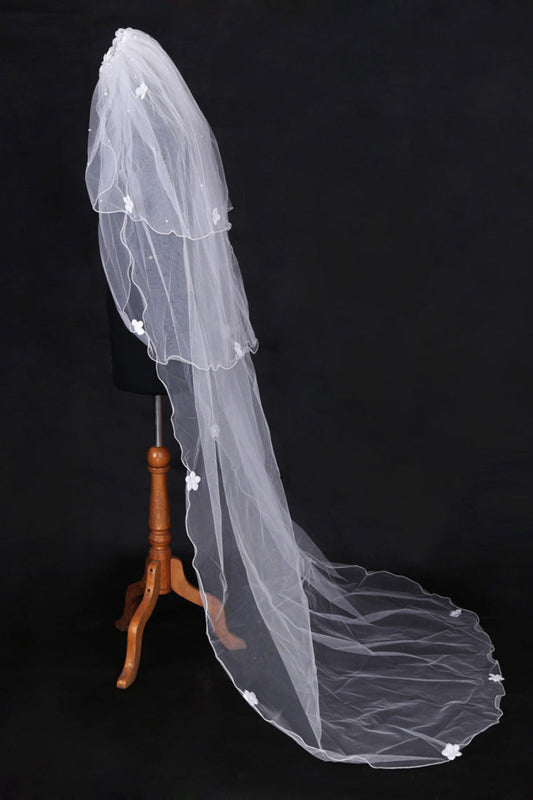 Three-Tier Cathedral Bridal Veils With Pencil Edge