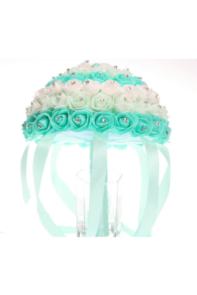 Colorful Round Foam/Ribbon Bridal Bouquets