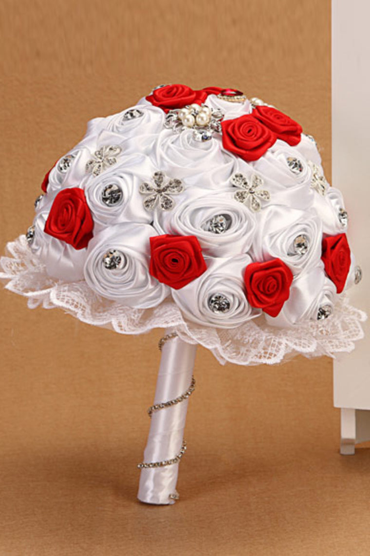 Round Roses Pearl Crystal Roses Wedding Bouquet (26*22cm)