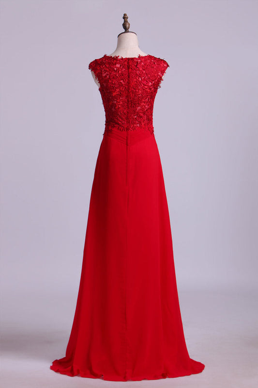 2024 Evening Dresses Off The Shoulder A-Line Tulle And Chiffon With Applique