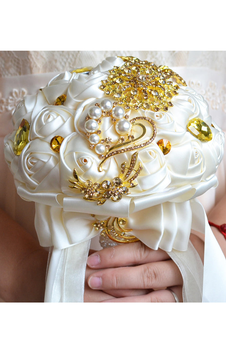 Attractive Round Satin/Rhinestone Bridal Bouquets