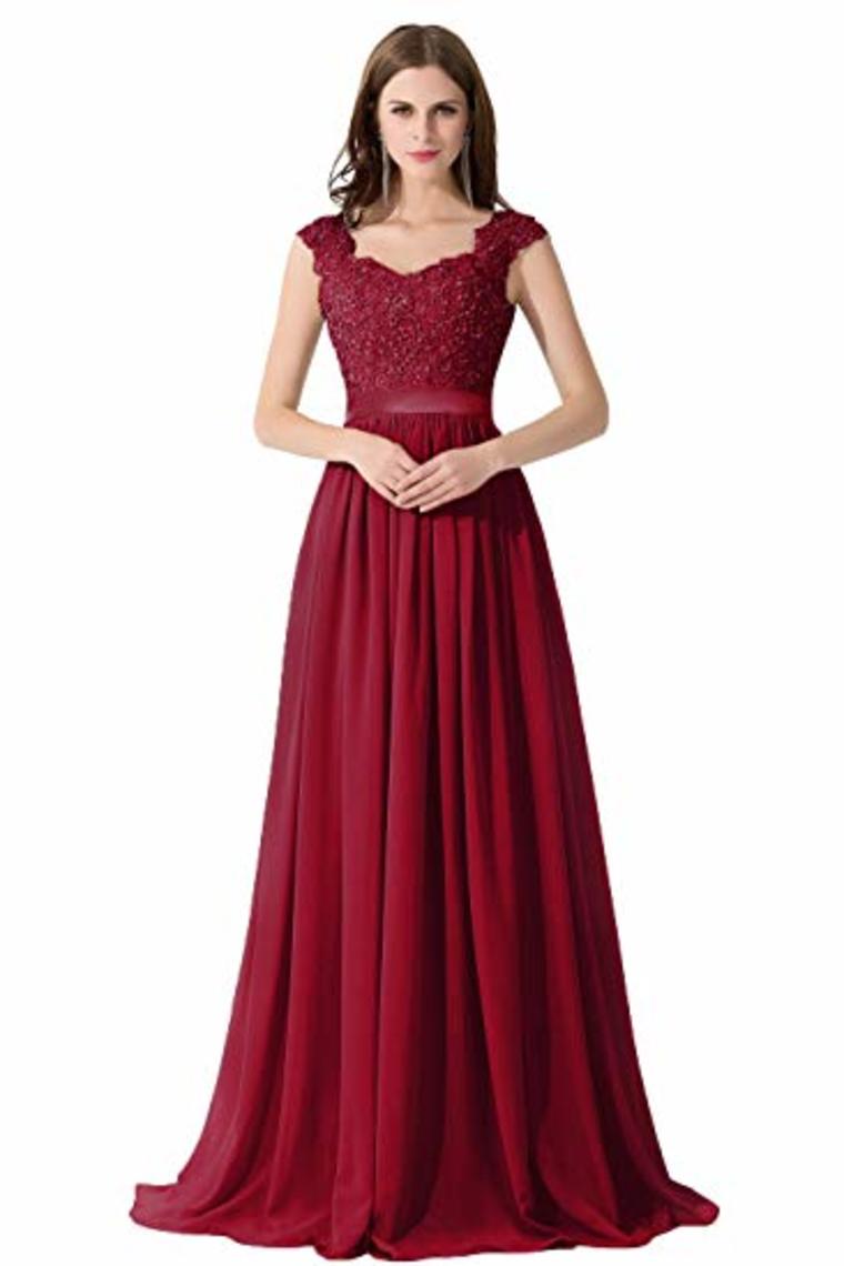 Elegant A Line Wedding Bridesmaid Chiffon Elegant Long Evening Dress