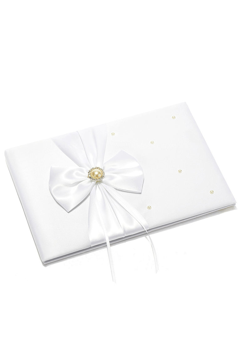 Classic Faux Pearl/Bow Guestbook & Pen Set