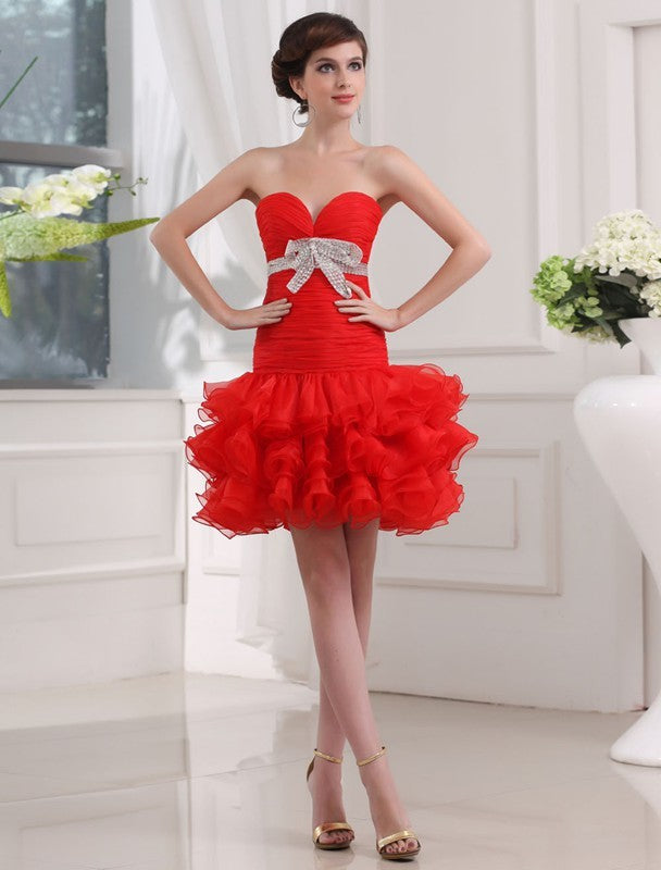 A-Line/Princess Beading Sweetheart Sleeveless Short Organza Jill Cocktail Homecoming Dresses Dresses