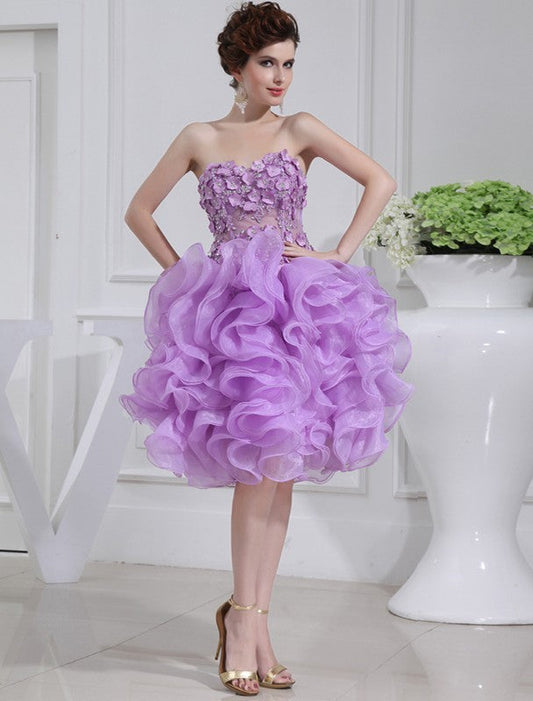 A-Line/Princess Beading Sweetheart Sleeveless Short Homecoming Dresses Thea Cocktail Organza Dresses