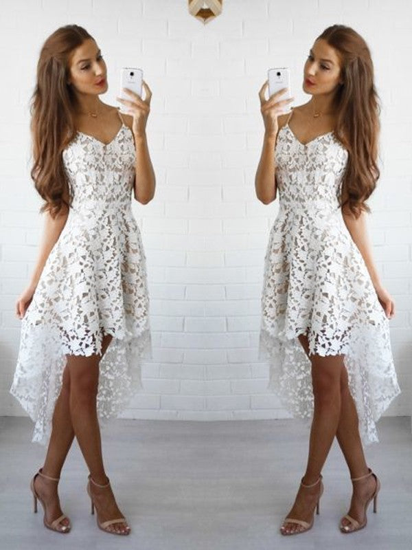 A-Line/Princess Sleeveless Spaghetti Straps Short/Mini Dresses Lilah Homecoming Dresses Lace