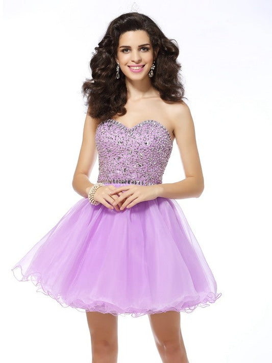 Homecoming Dresses Madalyn Cocktail A-Line/Princess Sweetheart Ruffles Sleeveless Short Organza Dresses