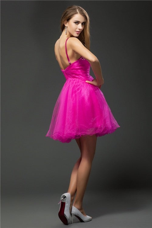 A-Line/Princess Sweetheart Beading Sleeveless Short Homecoming Dresses Cocktail Danna Organza Dresses