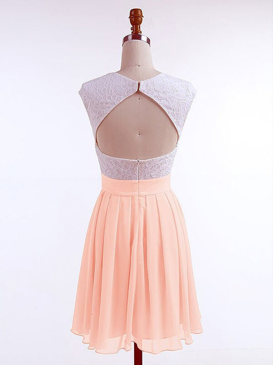 Chiffon Shaniya Homecoming Dresses Lace A-Line/Princess Jewel Sleeveless Short/Mini Dresses