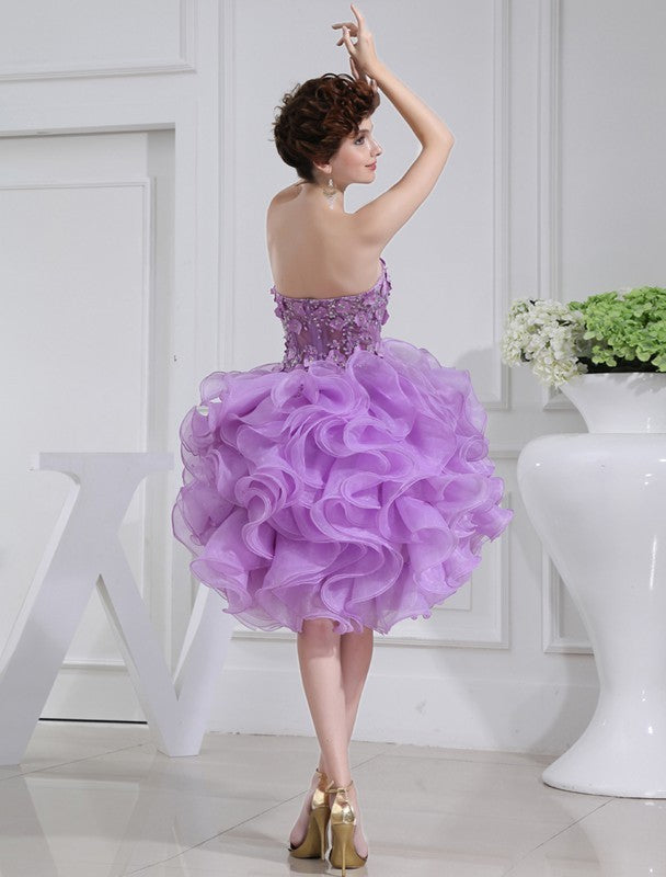 A-Line/Princess Beading Sweetheart Sleeveless Short Homecoming Dresses Thea Cocktail Organza Dresses