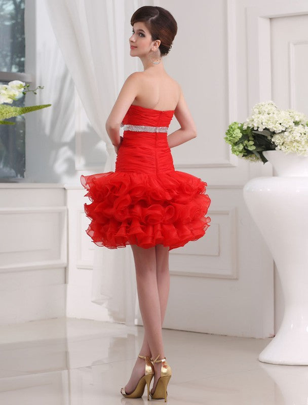 A-Line/Princess Beading Sweetheart Sleeveless Short Organza Jill Cocktail Homecoming Dresses Dresses