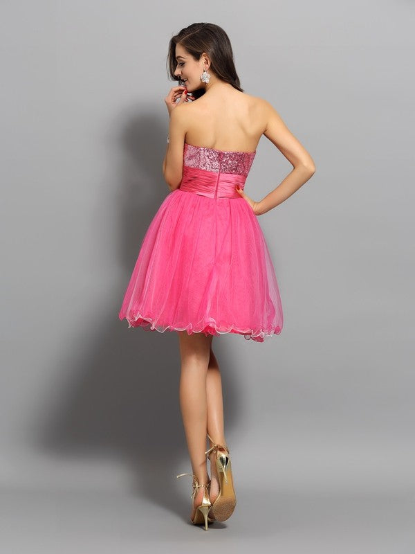 Cocktail Homecoming Dresses Desirae A-Line/Princess Sweetheart Ruffles Sleeveless Short Net Dresses