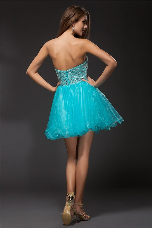 A-Line/Princess Sweetheart Sleeveless Pam Homecoming Dresses Cocktail Beading Short Organza Dresses