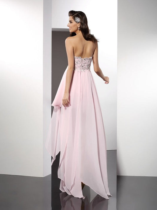 Cocktail Chiffon Ciara Homecoming Dresses A-Line/Princess Sweetheart Applique Sleeveless High Low Dresses