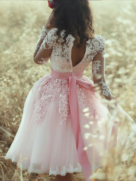 A-Line/Princess Sleeveless Lace Homecoming Dresses Gracelyn Sweetheart Tulle Short/Mini Dresses