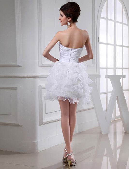 A-Line/Princess Courtney Satin Cocktail Homecoming Dresses Beading Sweetheart Sleeveless Short Organza Dresses