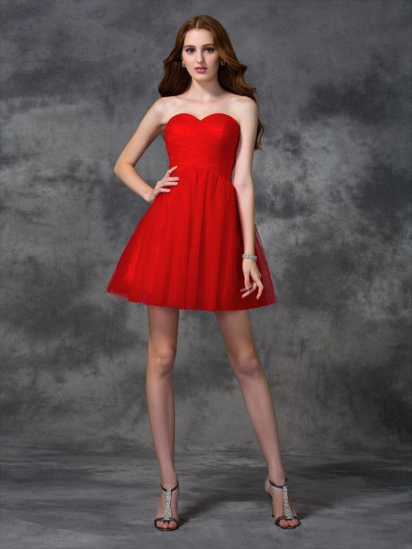 Cocktail Homecoming Dresses Savanah A-Line/Princess Sweetheart Ruffles Sleeveless Short Net Dresses