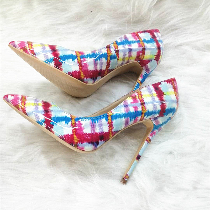 High Heels with Colorful Patterns Fashion Evening Party Shoes